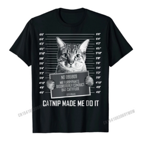 Mr Furrypants Kitty Cat Mugshot Catnip Made Me Do It Graphic T-Shirt