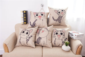 Cute Cat Cartoon Throw Pillow 