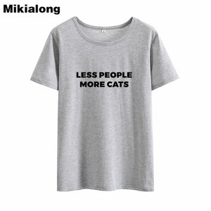 Less People More Cats Print Funny T Shirt - Only Cat Shirts
