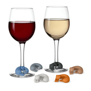 Set of 6 - Silicone Kitty Cat Wine Charms (Wine Glass Markers)