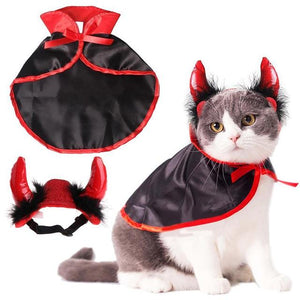 Pet Cat Cosplay Cloak Costume Horn Halloween Pet Costumes Cute Cosplay Vampire Cloak Cape Dog Cap with Cosplay Horns