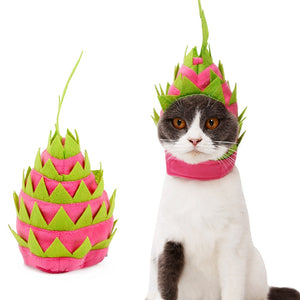 Pet Dragon Fruit Cap for Party Costume Accesspries Cute Cat Dog Head Dress Hat Cat Dog Pitaya Cap Adjustable Headband Supplies