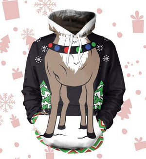 Christmas cartoon cat women Ugly Christmas hooded sweater Couple matching clothing unisex lovers for men autumn winter new