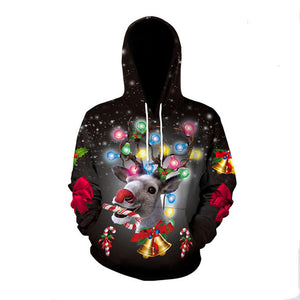 Christmas cartoon cat women Ugly Christmas hooded sweater Couple matching clothing unisex lovers for men autumn winter new