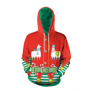 Christmas cartoon cat women Ugly Christmas hooded sweater Couple matching clothing unisex lovers for men autumn winter new