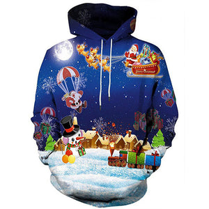 Christmas cartoon cat women Ugly Christmas hooded sweater Couple matching clothing unisex lovers for men autumn winter new