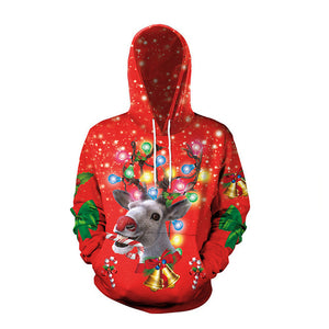 Christmas cartoon cat women Ugly Christmas hooded sweater Couple matching clothing unisex lovers for men autumn winter new