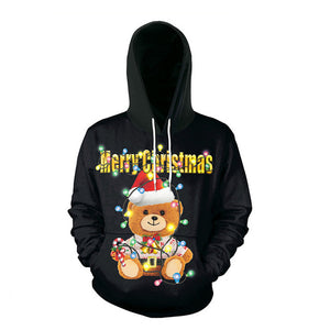 Christmas cartoon cat women Ugly Christmas hooded sweater Couple matching clothing unisex lovers for men autumn winter new