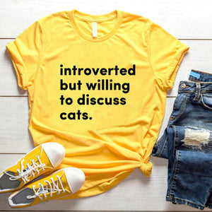 Introverted But Willing To Discuss Cats T Shirt Aesthetic Shirt for Cats Lover  Harajuku Style Summer Short Sleeve Tee