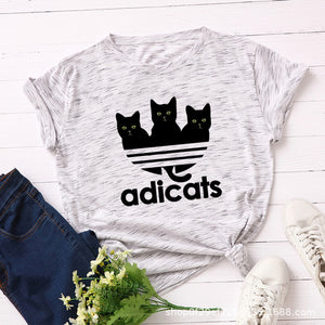 Cartoon Tees Black Cat T-shirt Women Harajuku Large Size Short Sleeves Tshirt Casual Summer Oversized Animal Print Basic T Shirt