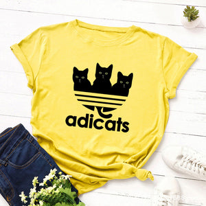 Cartoon Tees Black Cat T-shirt Women Harajuku Large Size Short Sleeves Tshirt Casual Summer Oversized Animal Print Basic T Shirt