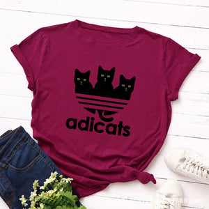 Cartoon Tees Black Cat T-shirt Women Harajuku Large Size Short Sleeves Tshirt Casual Summer Oversized Animal Print Basic T Shirt