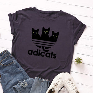 Cartoon Tees Black Cat T-shirt Women Harajuku Large Size Short Sleeves Tshirt Casual Summer Oversized Animal Print Basic T Shirt