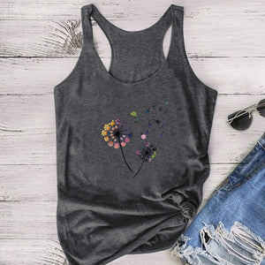 Chromatic Dandelion Cat Paws Print Tanks Tops Women Summer Graphic Vest Sexy Tank Top Sleeveless Woman Camiseta Tirantes Mujer