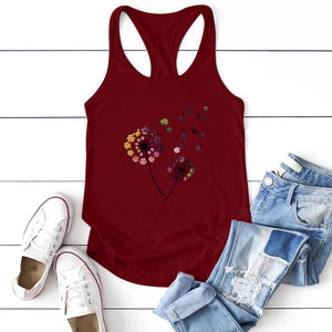 Chromatic Dandelion Cat Paws Print Tanks Tops Women Summer Graphic Vest Sexy Tank Top Sleeveless Woman Camiseta Tirantes Mujer