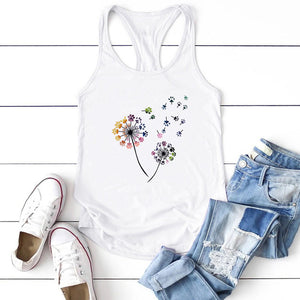 Chromatic Dandelion Cat Paws Print Tanks Tops Women Summer Graphic Vest Sexy Tank Top Sleeveless Woman Camiseta Tirantes Mujer