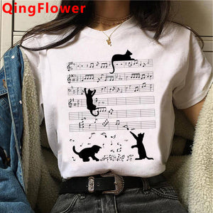 Cat Harajuku Funny Cartoon T Shirt Women Cute Anime Ullzang T-shirt Grunge Kawaii 90s Fashion Tshirt Korean Style Top Tee Female