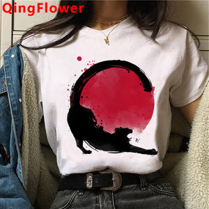 Cat Harajuku Funny Cartoon T Shirt Women Cute Anime Ullzang T-shirt Grunge Kawaii 90s Fashion Tshirt Korean Style Top Tee Female