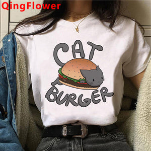 Cat Harajuku Funny Cartoon T Shirt Women Cute Anime Ullzang T-shirt Grunge Kawaii 90s Fashion Tshirt Korean Style Top Tee Female