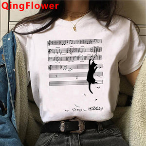 Cat Harajuku Funny Cartoon T Shirt Women Cute Anime Ullzang T-shirt Grunge Kawaii 90s Fashion Tshirt Korean Style Top Tee Female