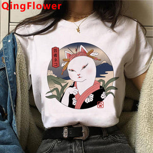 Cat Harajuku Funny Cartoon T Shirt Women Cute Anime Ullzang T-shirt Grunge Kawaii 90s Fashion Tshirt Korean Style Top Tee Female
