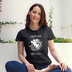 100%Cotton Mother Of Cats T-shirt Funny Cat Lover Gift Tshirt Women Crewneck Graphic Cat Mom Tees Tops Mother&#39;s Day Gift Shirt