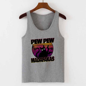 Camisole Sexy Vest Tank Tops 2020 Murderous Black Cat With Gun Funny Pew Pew Madafakas Print Women Sleeveless Halloween T-Shirt