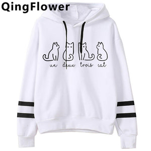Cute Cat Anime Streetwear Oversized Warm Hoodies Women Harajuku Ullzang Kawaii Funny Cartoon Sweatshirt Fashion Hoody Female