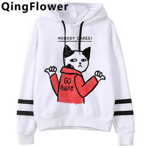 Cute Cat Anime Streetwear Oversized Warm Hoodies Women Harajuku Ullzang Kawaii Funny Cartoon Sweatshirt Fashion Hoody Female