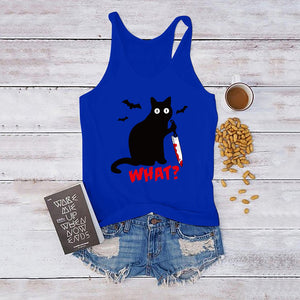 2020 Gothic Cat Knife Bats What Printed Tank Top Women Sleeveless Summer Graphic Vest Cotton Crew Neck Tank Tops Loose Female