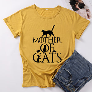 ZBBRDD Mother of Cats Mom Tshirt Women Cotton Kawaii Fashion Shirt Plus Size O Neck graphic Mama T-shirt Short Sleeve Top Tees