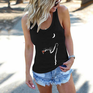 Funny Cat Print Tank Top Women Sleeveless Harajuku Fitness Femme Black Summer Loose Vest Tops Mujer Clothes Woman Oversized