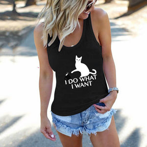 Funny Cat Print Tank Top Women Sleeveless Harajuku Fitness Femme Black Summer Loose Vest Tops Mujer Clothes Woman Oversized