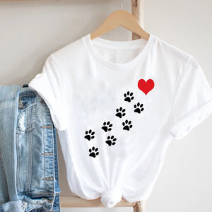 Women Printing Cat Pet Funny Animal Spring Summer 90s Ladies Style Fashion Clothes Print Tee Top Tshirt Female Graphic T-shirt