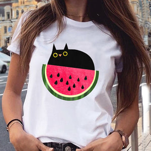 Women Graphic Paw Dog Love Style Cartoon Cat Fashion Aesthetic Animal Short Sleeve Print Female Clothes Tops Tees Tshirt T-Shirt