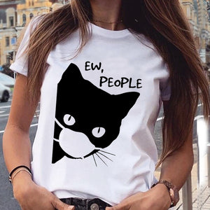 Women Graphic Paw Dog Love Style Cartoon Cat Fashion Aesthetic Animal Short Sleeve Print Female Clothes Tops Tees Tshirt T-Shirt