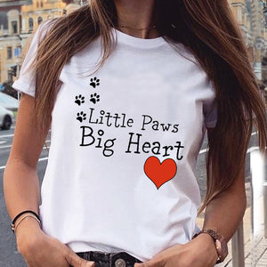 Women Graphic Paw Dog Love Style Cartoon Cat Fashion Aesthetic Animal Short Sleeve Print Female Clothes Tops Tees Tshirt T-Shirt