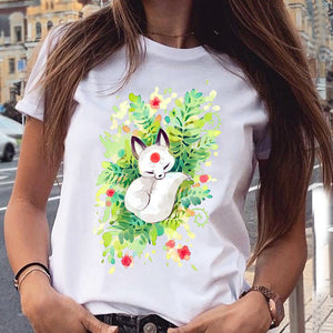 Women Graphic Paw Dog Love Style Cartoon Cat Fashion Aesthetic Animal Short Sleeve Print Female Clothes Tops Tees Tshirt T-Shirt