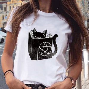 Women Graphic Paw Dog Love Style Cartoon Cat Fashion Aesthetic Animal Short Sleeve Print Female Clothes Tops Tees Tshirt T-Shirt
