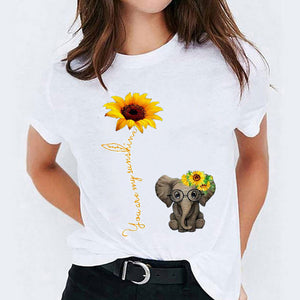 Graphic T Shirt for Women Cat Cartoon Casual Animal Cute Trend 90s Print Lady T-shirts Top Womens  Ladies Female Tee T-Shirt