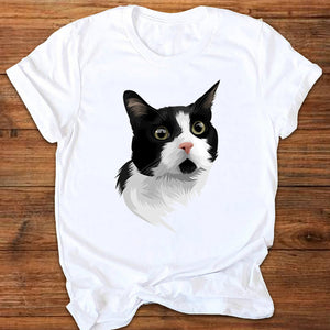 Women Graphic Cat Letter Funny Clothing Cute 90s Ladies Printing Print Clothes Lady Tees Tops Female T Shirt Womens T-Shirt