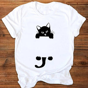 Women Graphic Cat Letter Funny Clothing Cute 90s Ladies Printing Print Clothes Lady Tees Tops Female T Shirt Womens T-Shirt