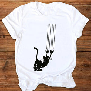 Women Graphic Cat Letter Funny Clothing Cute 90s Ladies Printing Print Clothes Lady Tees Tops Female T Shirt Womens T-Shirt