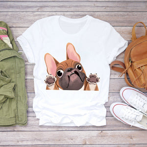 Women Cartoon Cat Flower Cartoon Kawaii 90s Animal Fashion Print Lady T-shirts Top Womens Graphic T Shirt Female Tee T-Shirt