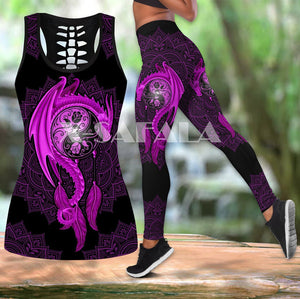 Baby Cat Animal Art Two Piece Yoga Set Women 3D Print Vest Hollow Out Tank Top High Waist Legging Summer Casual Sport1