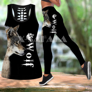 Baby Cat Animal Art Two Piece Yoga Set Women 3D Print Vest Hollow Out Tank Top High Waist Legging Summer Casual Sport1