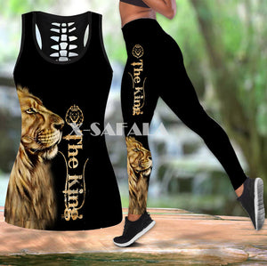 Baby Cat Animal Art Two Piece Yoga Set Women 3D Print Vest Hollow Out Tank Top High Waist Legging Summer Casual Sport1