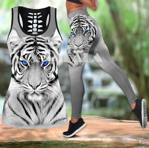 Baby Cat Animal Art Two Piece Yoga Set Women 3D Print Vest Hollow Out Tank Top High Waist Legging Summer Casual Sport1