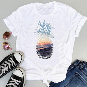 Women Cartoon Simple Cat New Cute 2021 Short Sleeve Sweet Summer Fashion Print Lovely Clothes Tops Tees Tshirt T-Shirt