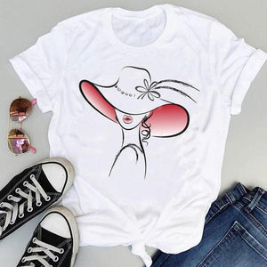 Women Cartoon Simple Cat New Cute 2021 Short Sleeve Sweet Summer Fashion Print Lovely Clothes Tops Tees Tshirt T-Shirt